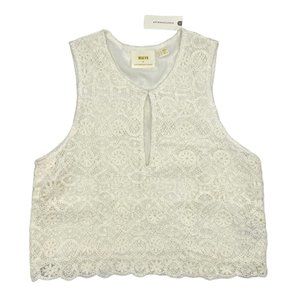 Maeve Anthropologie Cream Lace Sleeveless Crop Top
